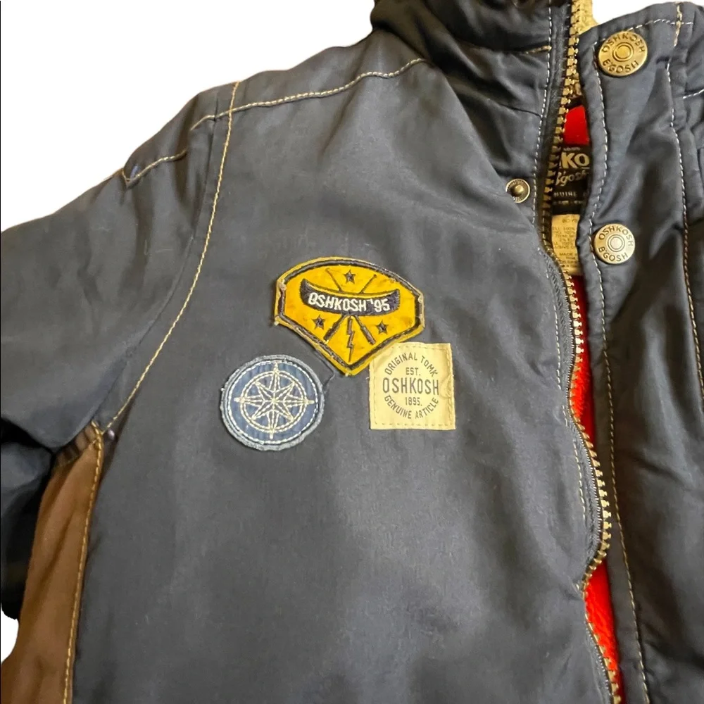 🌸 OshKosh B’gosh‎ Blue Jacket Youth Hoodie Inner Fleece OKGB Scouts Patch s…